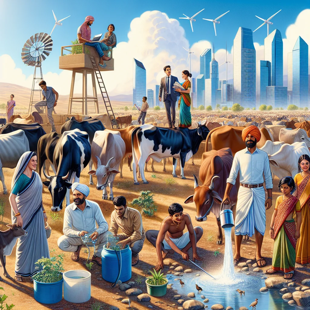 Supporting illustration for the blog post on Climate adatation in Gujarat by livestock farmers.